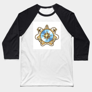 Nautical Compass and Anchors with Chains Emblem Baseball T-Shirt